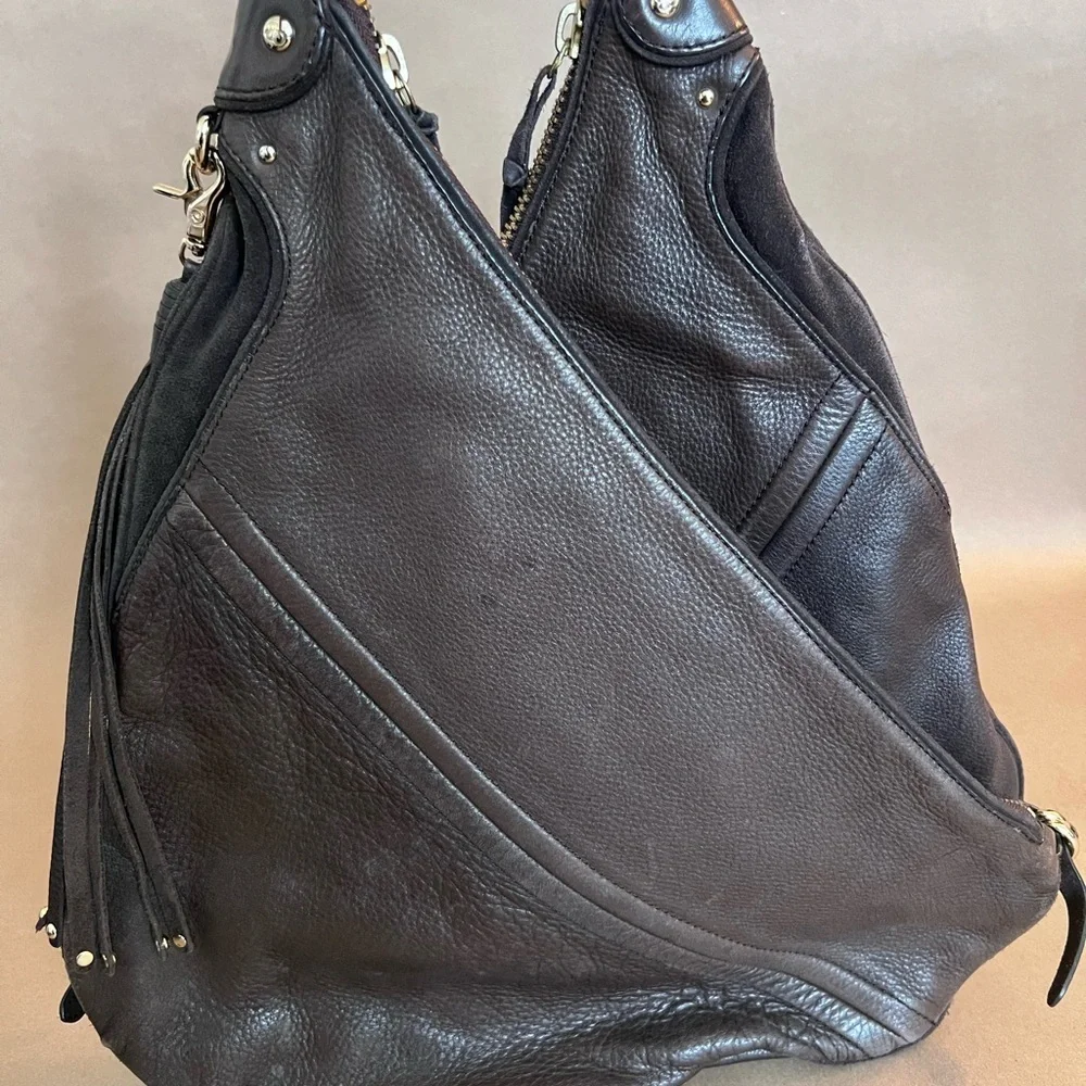 Botkier Chrystie Brown Genuine Leather Double Compartment Pockets Hobo Bag - Picture 4 of 12